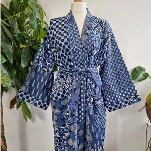 Kimono Robe - Brand New, Hand block printed, Cotton